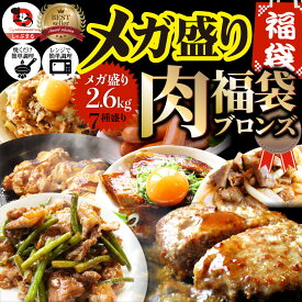 HIBARIのメシ友 肉の福袋 ブロンズ メガ盛り 総重量2.6kg（7種 食べ比べ) 牛肉 焼肉セット 焼肉 ソーセージ ハンバーグ