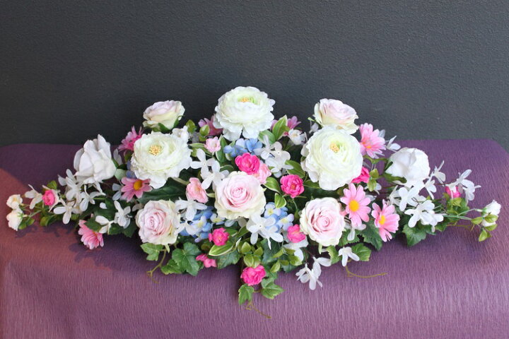 楽天市場 メインテーブル装花 高砂装花 造花 白 ブルー ピンク ｌサイズ フラワーショップ ファーナム