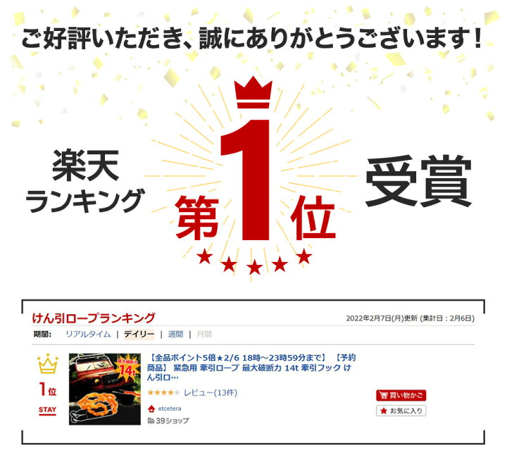 楽天市場 Line登録で0円offクーポン 予約商品 緊急用 牽引ロープ 最大破断力 14t 牽引フック けん引ロープ 牽引 けん引 伸縮 4m 道具 8t 5t エンスト スリップ 沼 泥 ぬかるみ 坂道 故障 脱輪 救助 移動 雪 脱出 装着 車 軽自動車 普通車 送料無料
