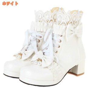 ショートブーツ ロリータシューズ レディース 可愛い ショートブーティー 太ヒール 歩きやすい 美脚 ヒールブーツ おしゃれ 大きいサイズ 小さいサイズ ファッション バックジップ コスプ