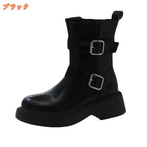 ショートブーツ レディース 太ヒール ローヒール ラウンドトゥ 厚底ブーツ ブーティー ファスナー 歩きやすい ブーティ アンクルブーツ 幅広 バックル アンクル丈 通勤 仕事 美脚 プラット