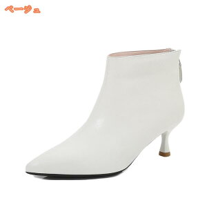 レディース ブーツ ブーティー ショートブーツ PU ローヒール5cm ピンヒール バックジッパー 防滑 走れる ブーティ 大きいサイズ 小さいサイズ とんがりトゥ オフィス ビジネス 通勤 クッショ