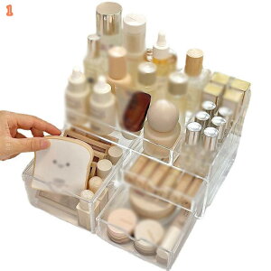 コスメボックス メイクボックス 透明 化粧品収納ケース 卓上マルチ収納 ラック 引き出し 小物入れ 大容量 メイクケース コスメ収納スタンド メイク用品 化粧品入れ おしゃれ 可調節 水洗い
