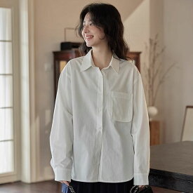 RINRE リンレ 韓国 ファッション ブラウス バーナードクラシック ルーズフィット ワイシャツ Bernard Classic Loose Fit Dress Shirt lesens8 S M サイズ white ホワイト レディース