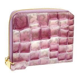 リンレ 財布 パープル スマート財布 薄い ミニ財布 コンパクト 小さめ 本革 レディース L字 機能性 一粒万倍日 日本製 ステンドグラス RINRE