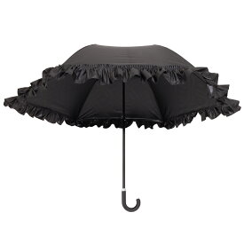 晴雨兼用【モリーマレ】 ショート傘 折り畳み傘 MMオリカサ2段 Skygeフリルブラック 雨晴兼用 日傘