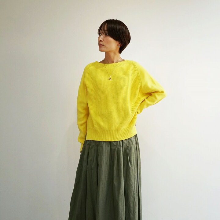 楽天市場 楽天お買い物マラソン クーポン 送料無料 バイカラー片畦プルオーバーfashfren トップス ニット ゆったり 綺麗目 春 カジュアル 白 ホワイト カーキ イエロー レモン ラグラン袖 たまご 色 トレンド Fashfren