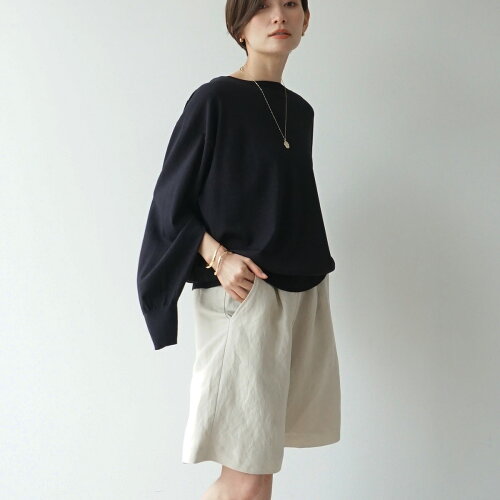 袖スリット開きファインニットニットセーター春夏ブラック黒ホワイト白スリット開きポンチョ風代官山FASHFREN