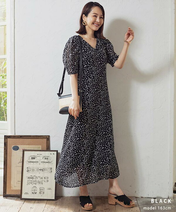 楽天市場 Sale メール便送料無料 ワンピース 半袖 ワンピース 夏 レディース ワンピース 春 きれいめ ワンピース レディース シフォン ワンピース ロング リゾートワンピース ダルメシアン柄 編み上げ パワーショルダー 0404 Growing Rich