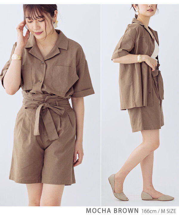 楽天市場】シャツ レディース 半袖 リネン オープンカラー 開襟 
