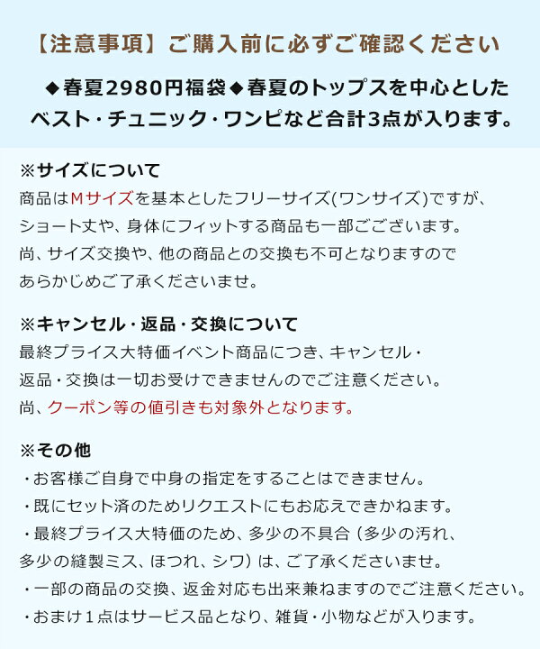 楽天市場】福袋 2025 訳あり福袋【秋冬 春夏 トップス3点+おまけ1点 