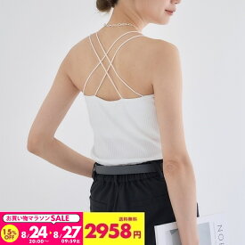 カップ付き バッククロス ブラトップ 背中 開き ブラ 見せブラ 背中 あき 見せ インナー 背中あき ホールド リブ トップス レディース 授乳 見せる バックオープン ナローストラップ キャミソール おしゃれ 大人 春夏 秋冬[241225]