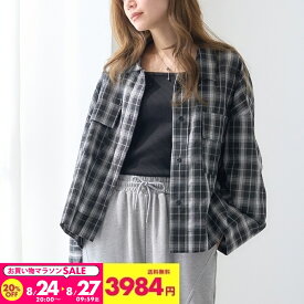 シアーサッカー チェックシャツ【SALE】 チェック柄 シアー シャツ レディース 長袖 春 オーバーサイズ ポケット 大きいサイズ ゆったり ミドル丈 透け感 軽い 涼しい 体系カバー 冷房対策 UV対策 大人 カジュアル 夏 羽織り [251209]