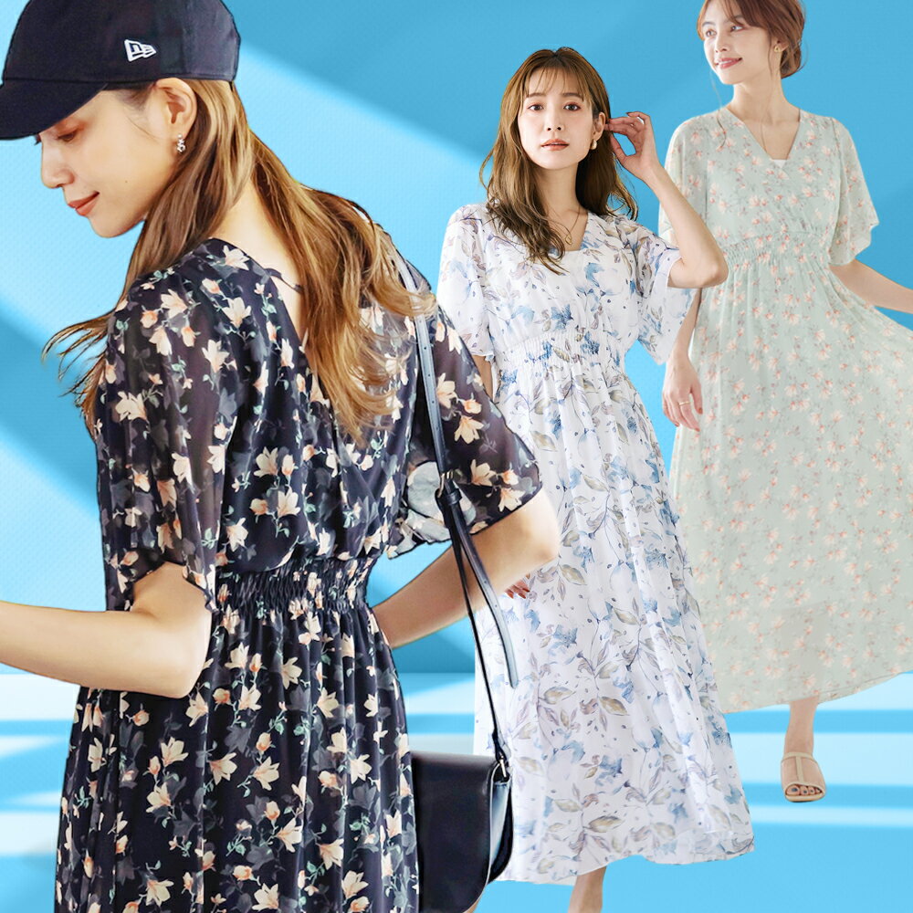 [3/15限定 13%OFFで 3445円] シフォンワンピース 半袖 花柄 夏 シャーリング シフォン ワンピース レディース ロング リゾートワンピース カシュクール フレア袖 着やせワンピース夏 ダルメシアン Vネック 授乳 マタニティー フリー オシャレ ドット 190346