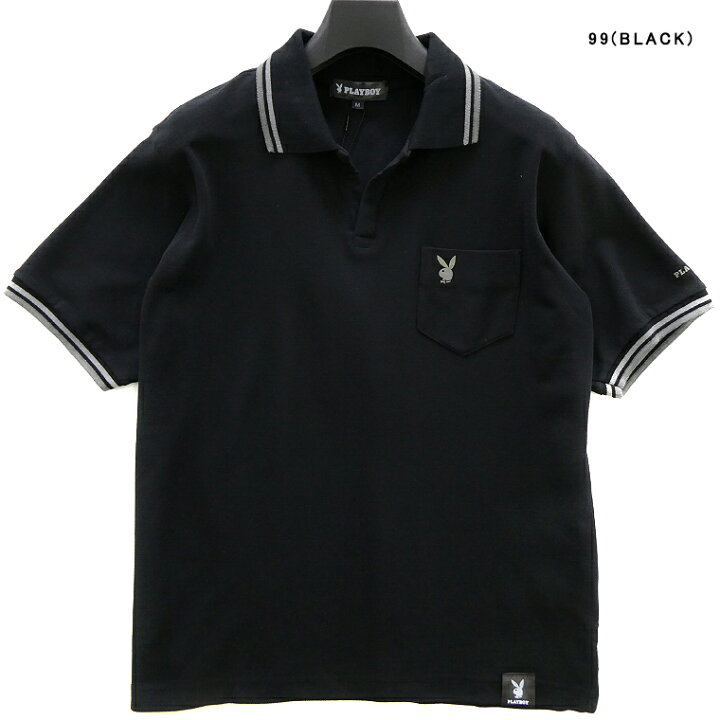 prayingナポレオン風装飾 半袖ポロシャツ ブラック GIORDANO 