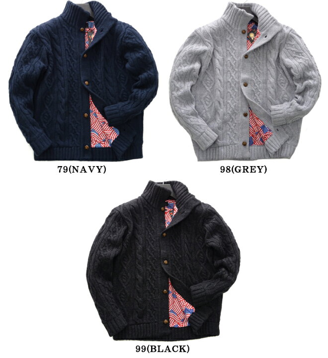 楽天市場 Saleセール Mr Van ミスターヴァン 秋 冬 アランニット アラン ウール 星条旗 ハイネック ラムウール 羊毛 セーター メンズ メンズニット ニット ジャケット ローゲージ 厚手 ブランド カウチン カーディガン カウチンニット クリスマス ギフト プレゼント