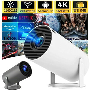 ���^ �ƒ�p Android TV 11.0 12000LM 2.4/5G Wi-Fi�Ή� �v���W�F�N�^�[ Bluetooth 5.2 �V�䓊�e 4K�r�f�I�ɓK������ HDMI�P�[�u