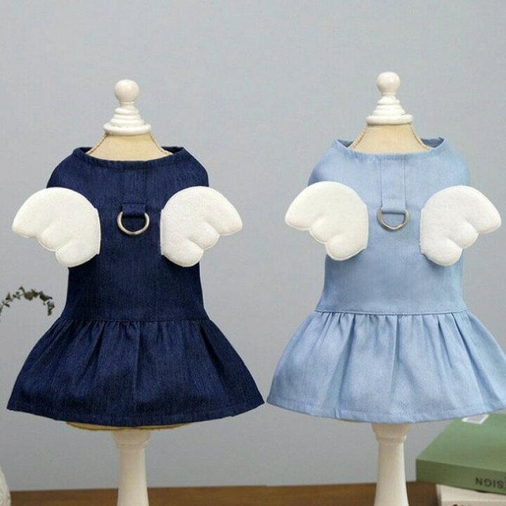 楽天市場】犬 服 春 服 天使の羽 エンジェル デニム風 ワンピース D 