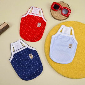 犬 服 キャミソール 小型犬 中型犬 水玉模様 ドット柄 犬用 犬 猫用 夏服 裾フリル お出かけ 涼しげ リゾート レトロポップ ノースリーブ 肌に優しい素材 上品 丈夫で長持ち 丁寧な縫製 高品質な仕上がり お洒落 細かいディテール 実用性抜群 ハイセンス 大人気 【a488】