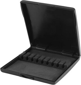 リードケース、クラリネットリードホルダー、バスクラリネット/テナー/バリトンサックス用ケース用リード、9枚のリード用のスロット付き、簡単に取り付けられます。