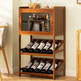 ［木製］ウイスキー 棚 大容量 酒ラック ワイン/ウイスキー/日本酒収納 ディスプレイ お酒棚 組み立て簡単 省スペース オープンラック リビング・和室対応 多瓶収納 インテリア棚 家庭用酒蔵 おしゃれ