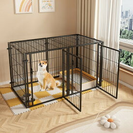 ペットフェンスペットケージ ペットサークル 折り畳み式 トレーニングサークル 犬小屋 ペットケージ サークル ペットフェンス ケージ ペットサークル小型犬 ペットサークル犬 中大型犬用— スチール製 複数の組み合わせ 室内室外兼用