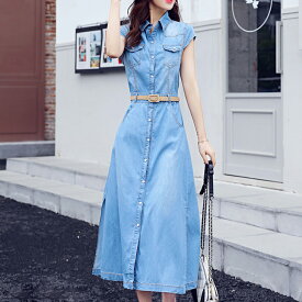 楽天市場 デニムワンピース ノースリーブの通販
