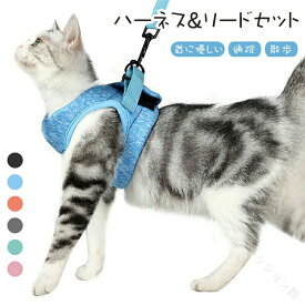 猫 猫用 ハーネス リード 胴輪 犬猫兼用 ねこ ネコ キャット 小型犬 中型犬 ソフト胸あて リード付き 抜けない ソフトハーネス 超軽量 調節可能 簡単脱着 マジックテープで装着 お散歩用