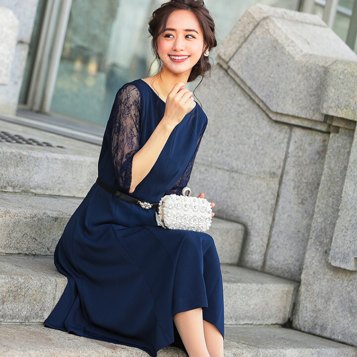 楽天市場】Aライン レース ベルト付き フェイクパール ビジュー 結婚式 