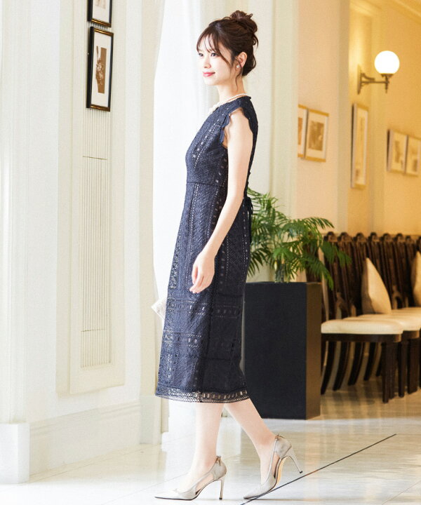 楽天市場 結婚式 ワンピース パーティードレス バックスピンドル レースアップ リボン ドレス レース 刺繍 披露宴 二次会 お呼ばれ 成人式 同窓会 ドレス 謝恩会 卒業パーティー 大学生 卒業式 ミモレ丈 春 夏 秋 冬 服 服装 女性 レディース ノースリーブ かわいい