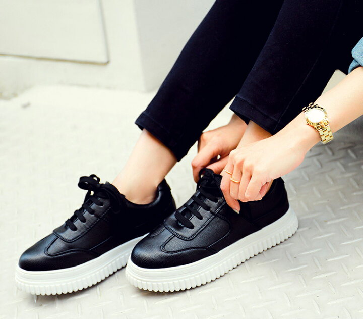 楽天市場 送料無料 スニーカー レディース 白 黒 スニーカー 厚底 シューズ 韓国 ファッション レースアップ スニーカー レザー 3cmヒール バイカラー 厚底スニーカー ブラック ホワイト Fashionletter ファッションレター