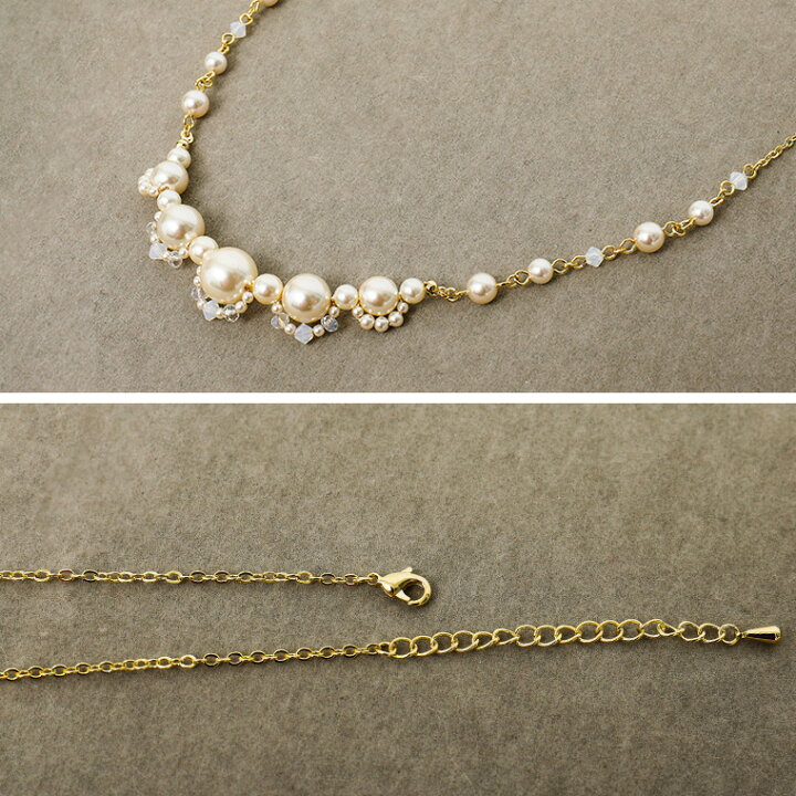 楽天市場 メール便送料無料 パールネックレス 結婚式 ネックレス ゴールド ビジュー ビーズ お呼ばれ チョーカー フェイクパール イミテーション ウエディング 成人式 卒業式 二次会 披露宴 謝恩会 パーティー 代30代40代 50代 ファッション パーティードレス