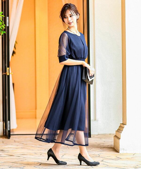 楽天市場】【全品12%オフクーポン】チュール袖 結婚式 ワンピース 
