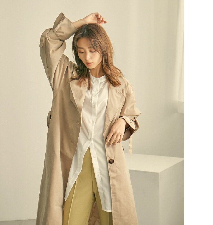 楽天市場 バックスタイルにひとくせ加えた女性らしい春トレンチ バックレース トレンチコート スプリングコート レディース ロング コート ガウンコート 春コート キャンディ袖 ロング丈 花柄 レース 生地 上着 羽織 アウター ジャケット 春服 春アウター リボンベルト