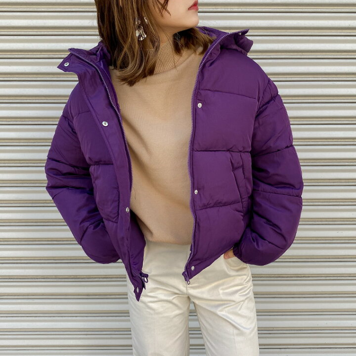 楽天市場 フード フェイクダウンジャケット レディース 配色 ダウンジャケット ダウンコート ダウン 上着 コート アウター ブルゾン ビッグシルエット ショート丈 大きいサイズ Aw 秋冬 防寒 韓国 ファッション スポーティー カジュアル 黒 赤 紫 白 ベージュ M L Ll