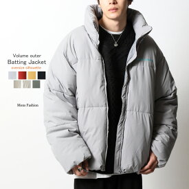 中綿ジャケット メンズ ビッグ ブルゾン 韓国風 オーバーサイズ ボリュームアウター フェイクダウンジャケット 無地 秋冬