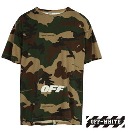 Off-White オフホワイト 2018年春夏 Tシャツ グリーン Logo-embroidered camouflage cotton T-shirt