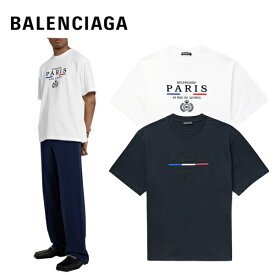 【2colors】BALENCIAGA Paris Flag T-Shirt Mens White/Navy 2020AW バレンシアガ パリフラッグ Tシャツ メンズ ホワイト/ネイビー 2020-2021年秋冬