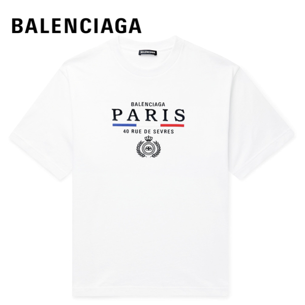 BALENCIAGA Paris Flag T-Shirt Mens White/Navy 2020AW バレンシアガ パリフラッグ Tシャツ メンズ  ホワイト/ネイビー 2020-2021年秋冬 | fashionplate