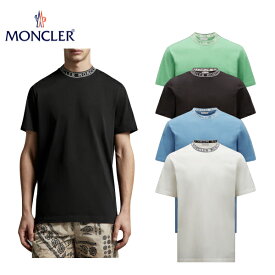 【4colors】MONCLER Knit collar with logo lettering T Shirt Black,Cobalt Blue,Bright Green,Off White 2023SS カラーロゴ Tシャツ 2023年春夏