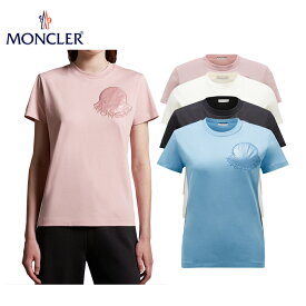 【4colors】MONCLER Logo panel T-shirt Light blue,Black,White,Rose 2023AW 刺繍ロゴ Tシャツ ライトブルー ブラック ホワイト ローズ 2023年秋冬