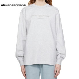 ALEXANDER WANG Glittered Long Sleeve T-shirt Grey 2023AW グリッター ロゴプリント 長袖Tシャツ グレー 2023年秋冬