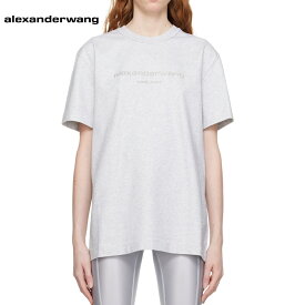 ALEXANDER WANG Glittered T-shirt Grey 2023AW グリッター ロゴプリント Tシャツ グレー 2023年秋冬