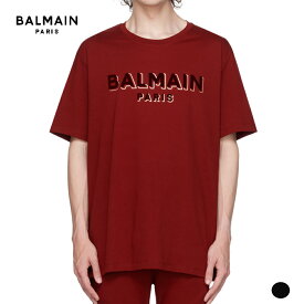 【2 colors】BALMAIN Logo flocked T-Shirt Red,Black 2023AW ロゴフロックド Tシャツ レッド ブラック 2023年秋冬