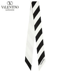 VALENTINO Strhype printed silk scarf White x Black ヴァレンティノ ストライプ プリント シルクスカーフ