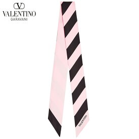 VALENTINO Strhype printed silk scarf Pink x Black ヴァレンティノ ストライプ プリント シルクスカーフ