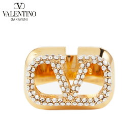VALENTINO VLogo embellished ring Gold-tonedヴァレンティノVロゴ装飾リング ゴールドトーン