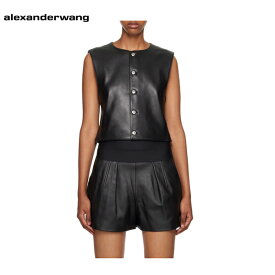 ALEXANDER WANG Button Up Leather Vest Black 2024SS ボタンアップ レザーベスト ブラック 2024年春夏
