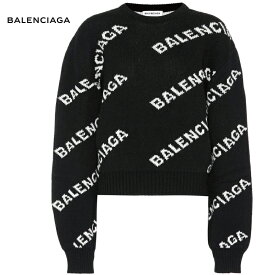 BALENCIAGA バレンシアガ Intarsia wool-blend sweater セーター ブラック トップス 2018-2019年秋冬