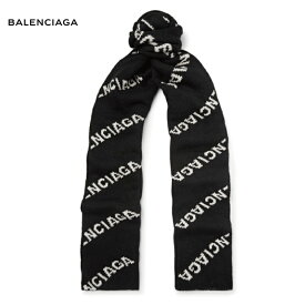 BALENCIAGA バレンシアガ Logo-Intarsia Camel-Blend Scarf スカーフ ブラック 2019-2020年秋冬
